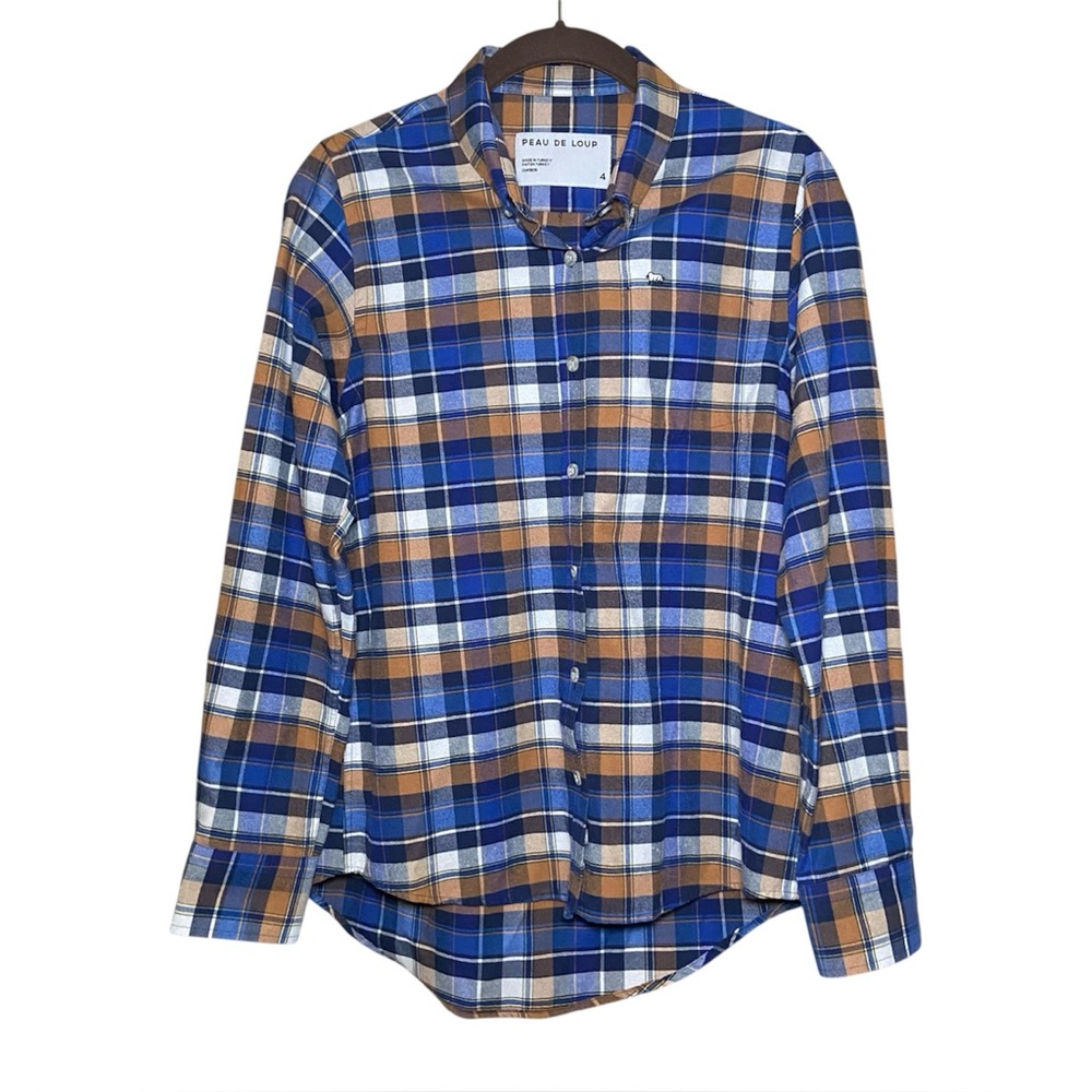 Peau De Loup Plaid Button Down Shirt Women’s Size 4 Androgynous Tomboy Chic